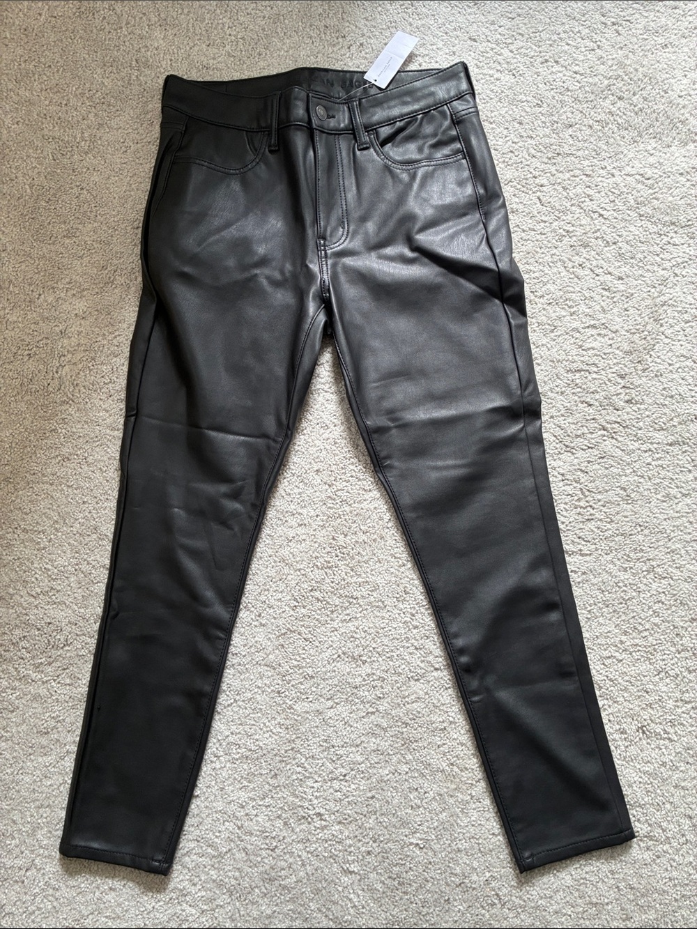 American Eagle Outfitters Black Faux Leather High-Rise Pants